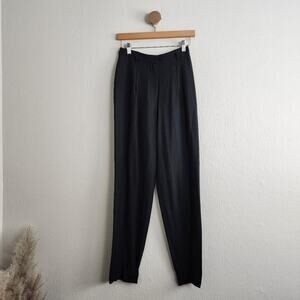 Emporio Armani Black Wool Blend High Waisted Relaxed Fit Trousers | 4 (40)